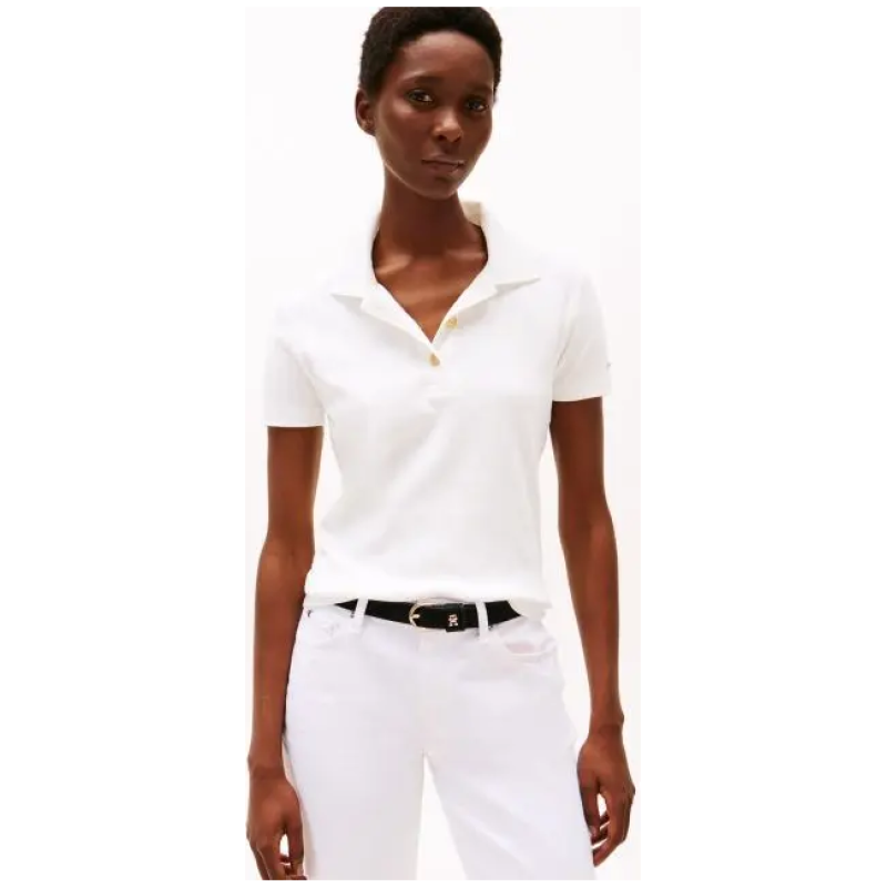 TOMMY HILFIGER Slim Polo Shirt With Gold Buttons